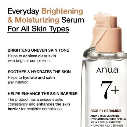 Anua 7 Rice Ceramide Hydrating Barrier Serum: Deeply Hydrates and Strengthens Your Skin